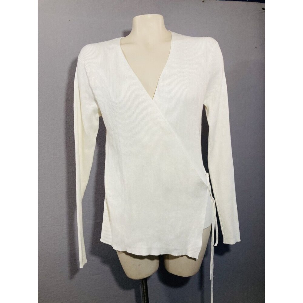 Native Youth Wrap Sweater Long Sleeve White Size 18 Ballet Core Cozy